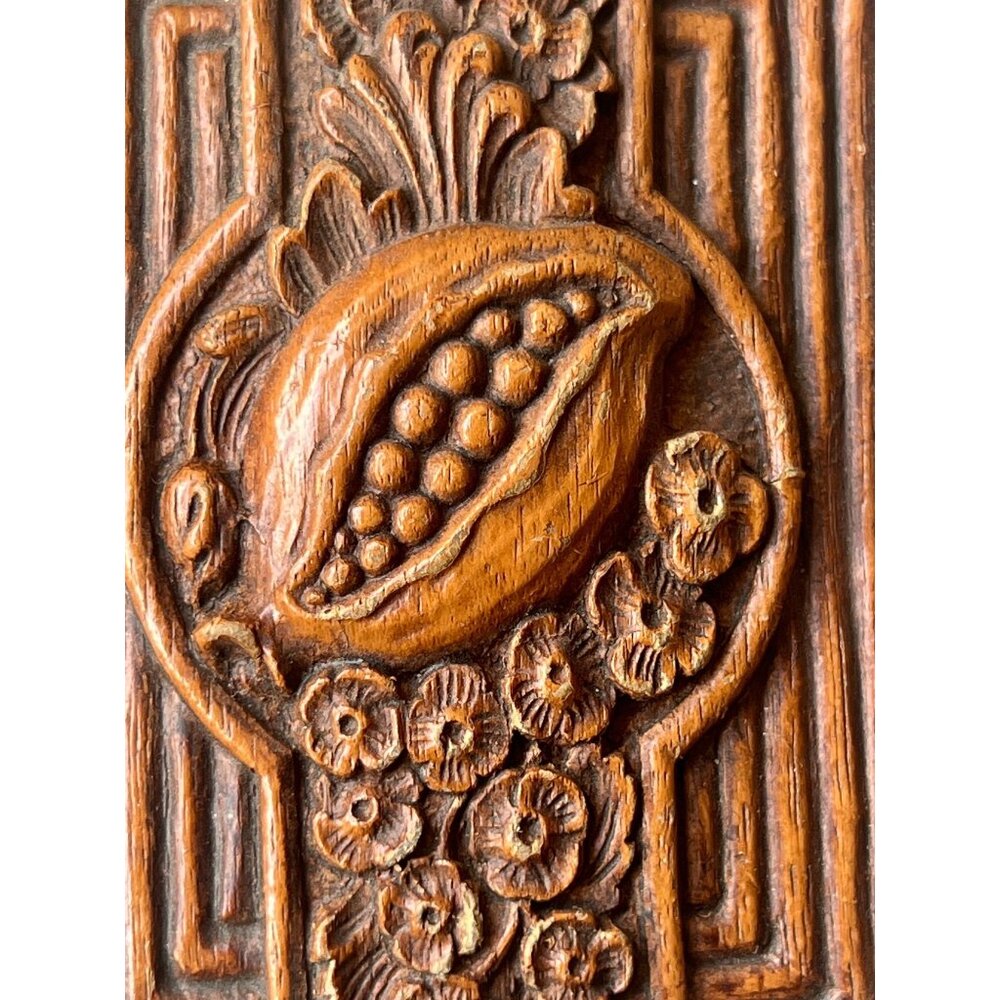Pomegranate Resin Tile With Intricate Floral Relief  2 7/8" x 4" x .75" - Picture 2 of 4